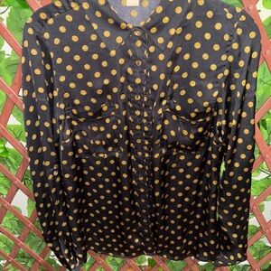 Michael Kors Black Shirt with Gold Logo Pattern